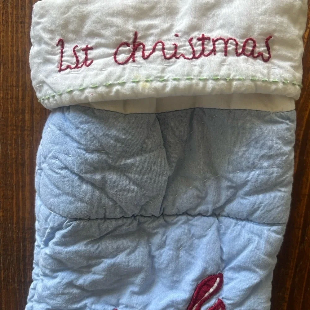 Baby's 1st ChristmasBaby's 1st Christmas Quilted Stocking Reindeer Holiday Decor